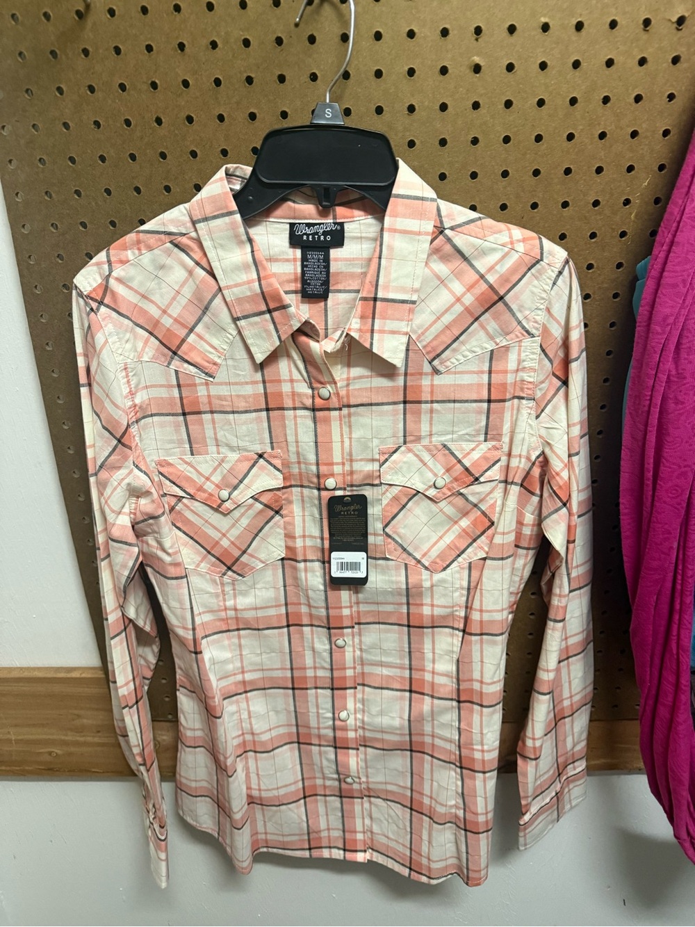 Wrangler Retro Plaid Button-Up Shirt - Peach & Cream
